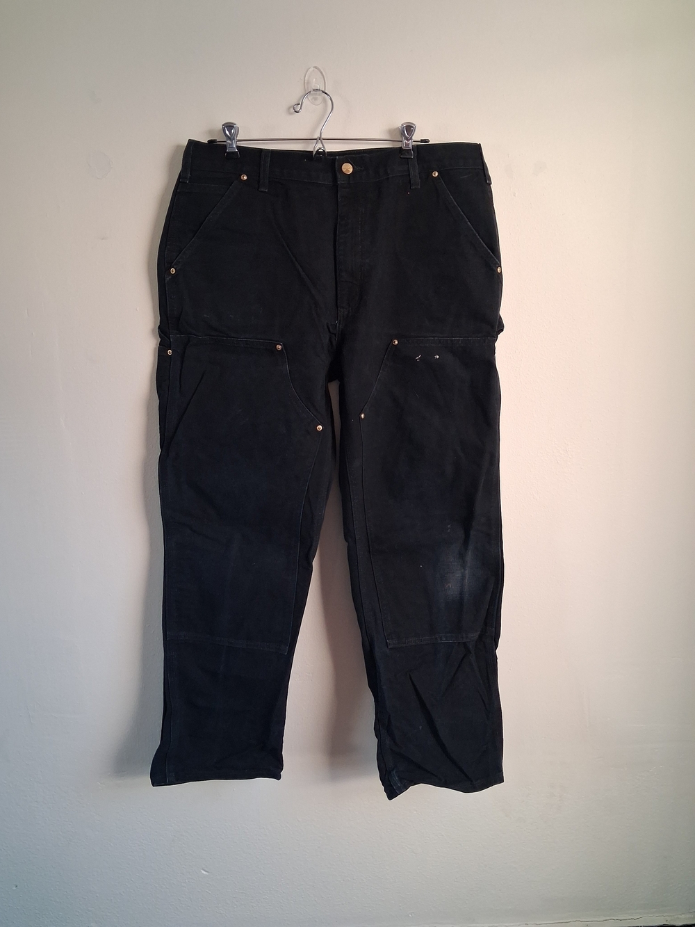 Carhartt Hard Helmeta 36x30 Men Black B01 Black USA Distressed Pant